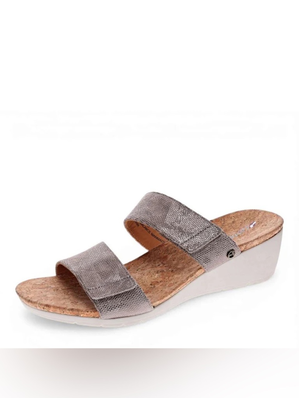 867. NEW Reverse Taupe Metallic Double-Strap Wedge Slide